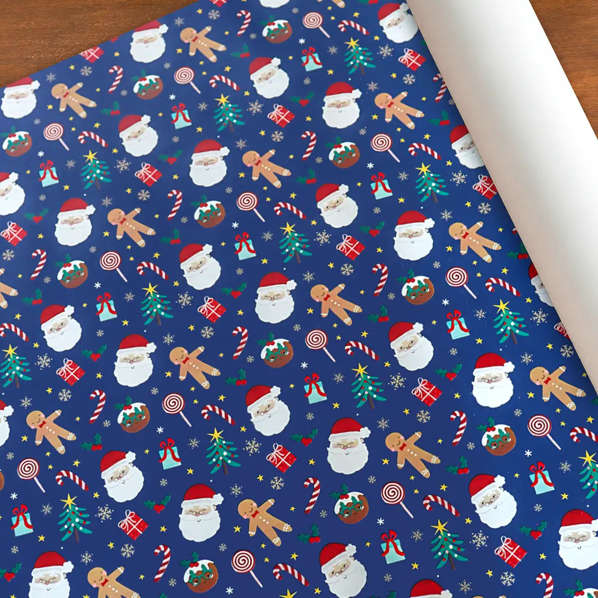 Papel para Envolver Regalos Navideño, Diseño Santa Claus