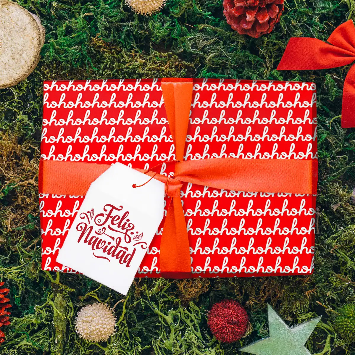 Papel para Envolver Regalos Navideño, hohoho, Color Rojo