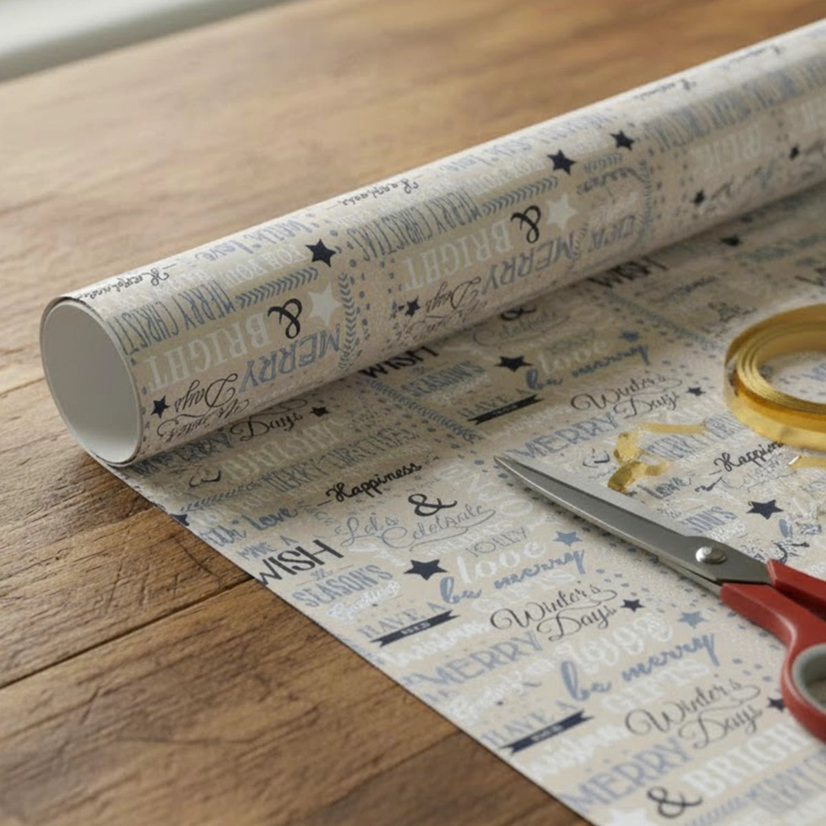 Papel para Envolver Regalos Navideño, Diseño Tipografía