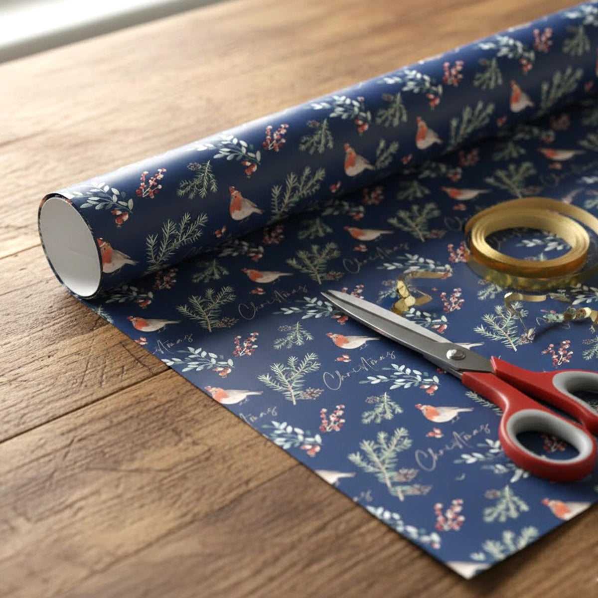 Papel para Envolver Regalos Navideño, Diseño Muérdago