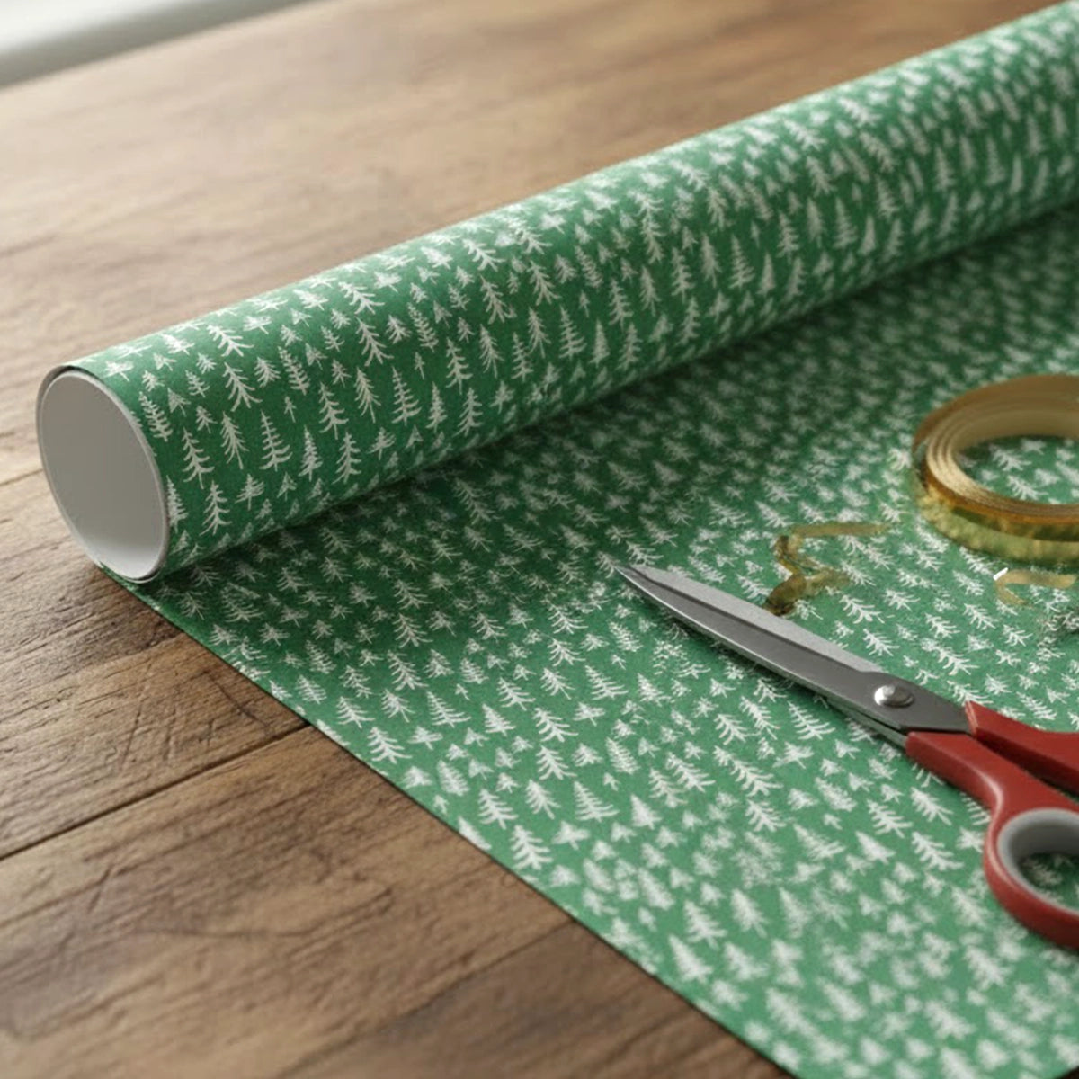 Papel para Envolver Regalos Navideño, Color Verde