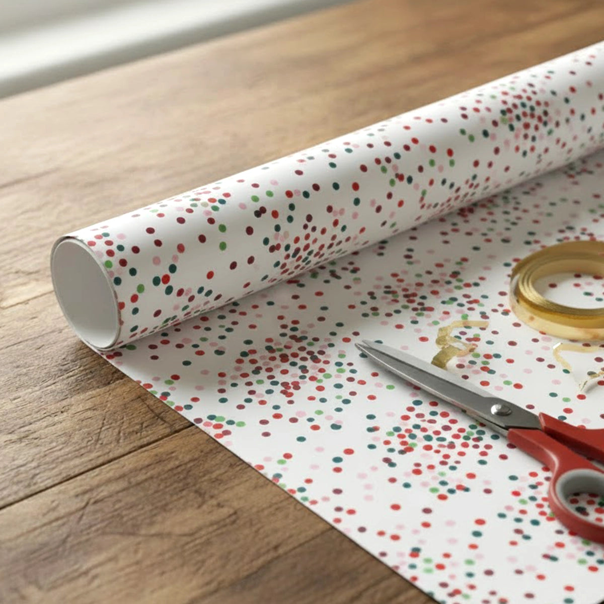 Papel para Envolver Regalos Navideño, Diseño Puntos