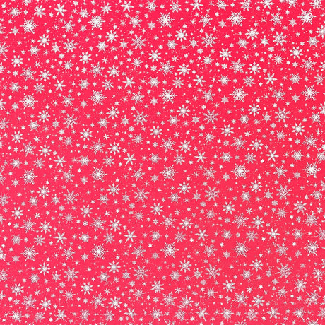 Papel Navideño para Envolver Regalos, Copos de Nieve, Color Rojo