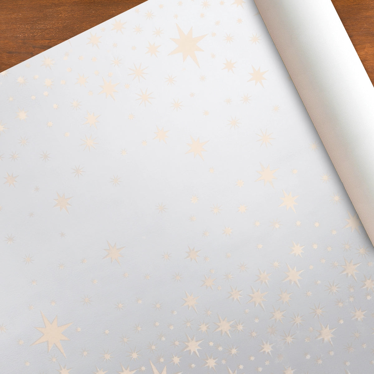 Papel Navideño para Envolver Regalos, Estrellas, Color Plata
