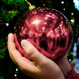 Esfera Jumbo Navideña, Brillante, Color Vino
