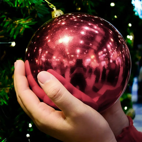 Esfera Jumbo Navideña, Brillante, Color Vino