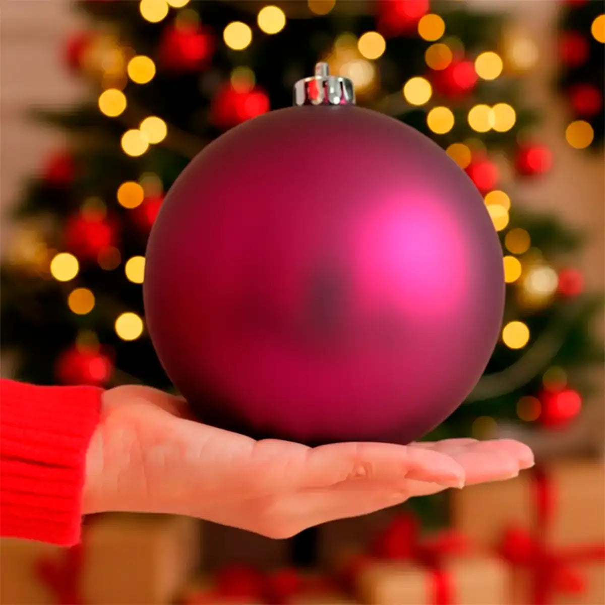 Esfera Jumbo Navideña, Mate, Color Vino