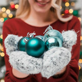 Set de Esferas Navideñas, Color Menta, 4 pzas