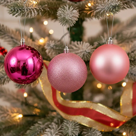 Set de Esferas Navideñas, Color Rosa, 3 pzas