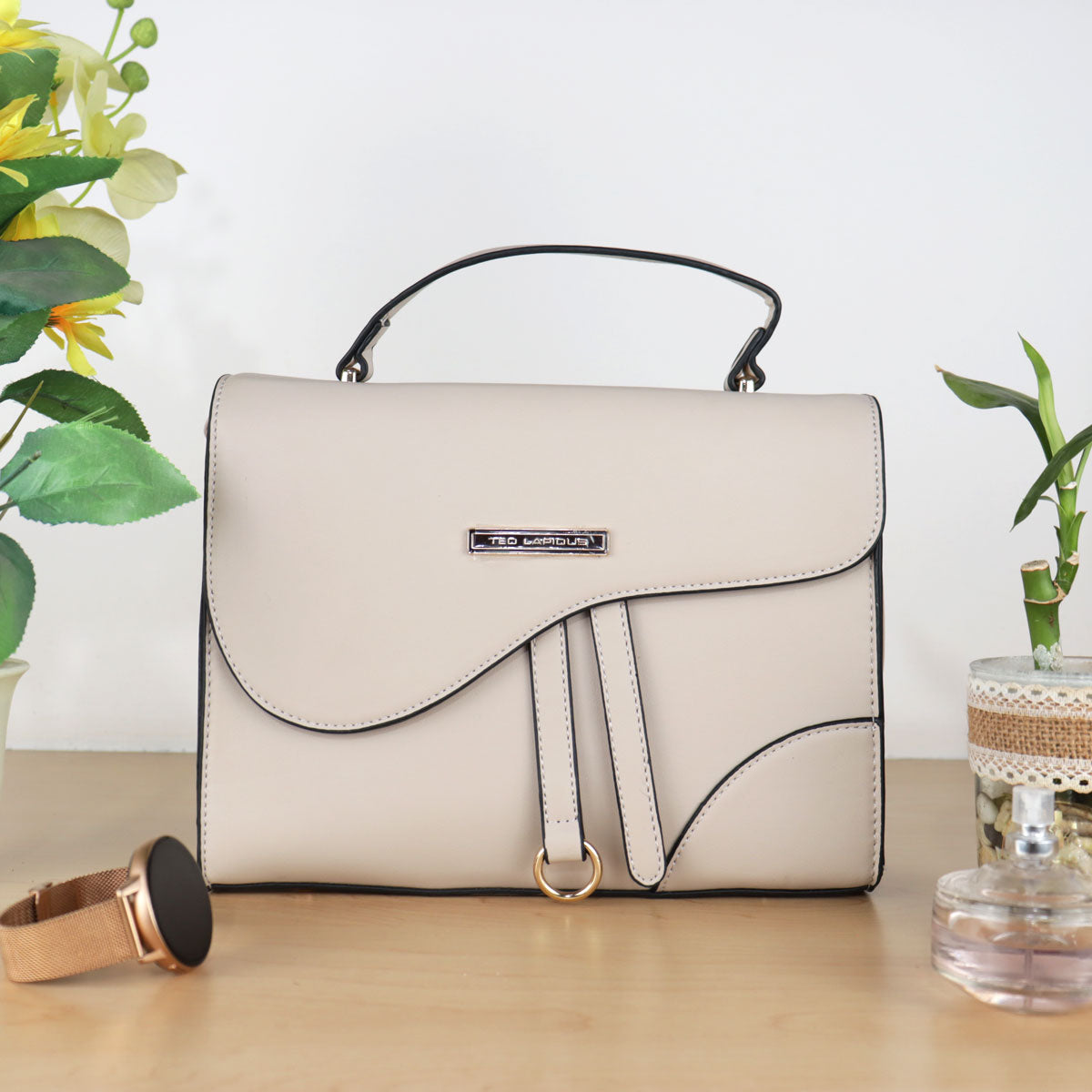 Bolso Portafolio, Ted Lapidus, Color Beige