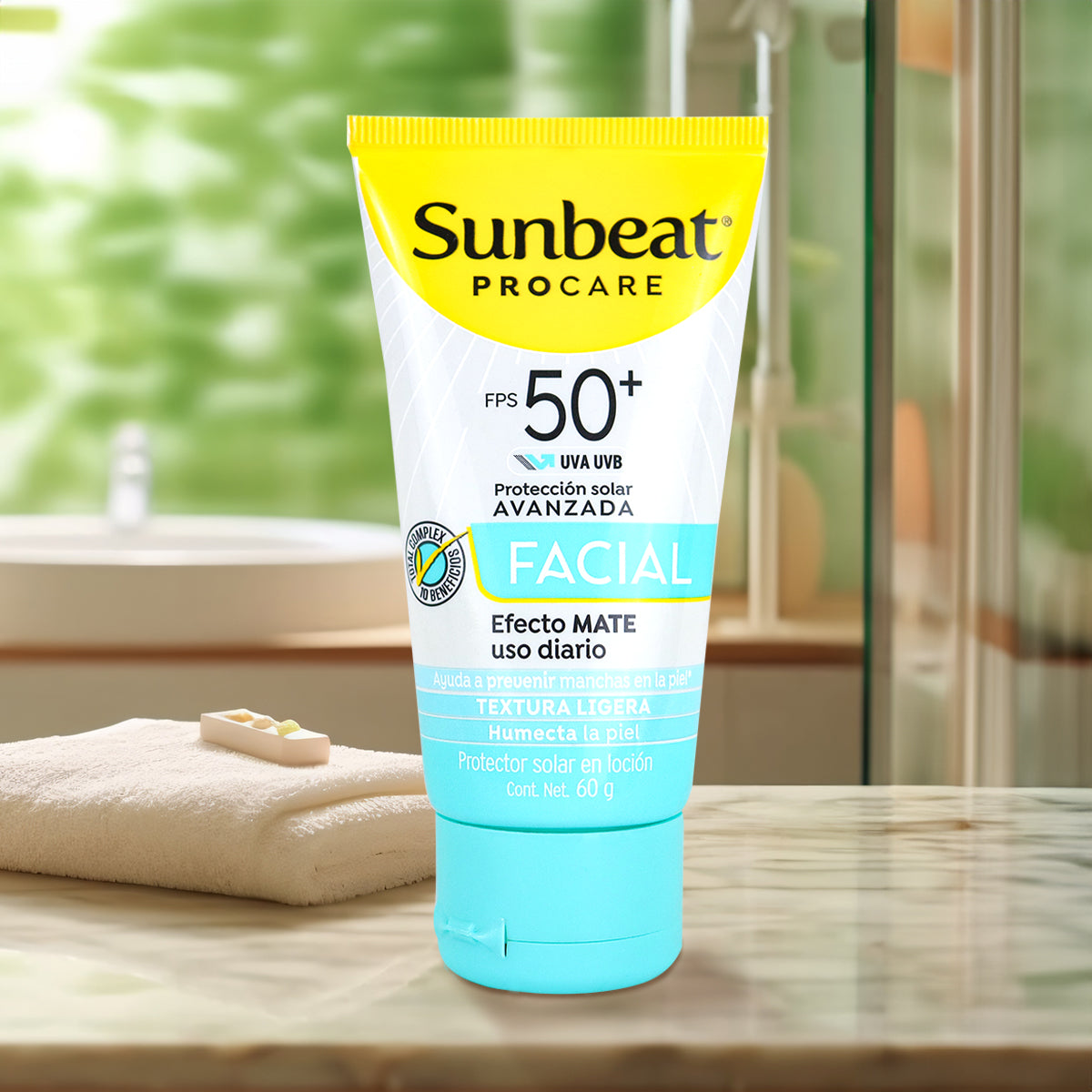 Bloqueador Solar Facial SUNBEAT FPS 50+ Efecto Mate, 60 g