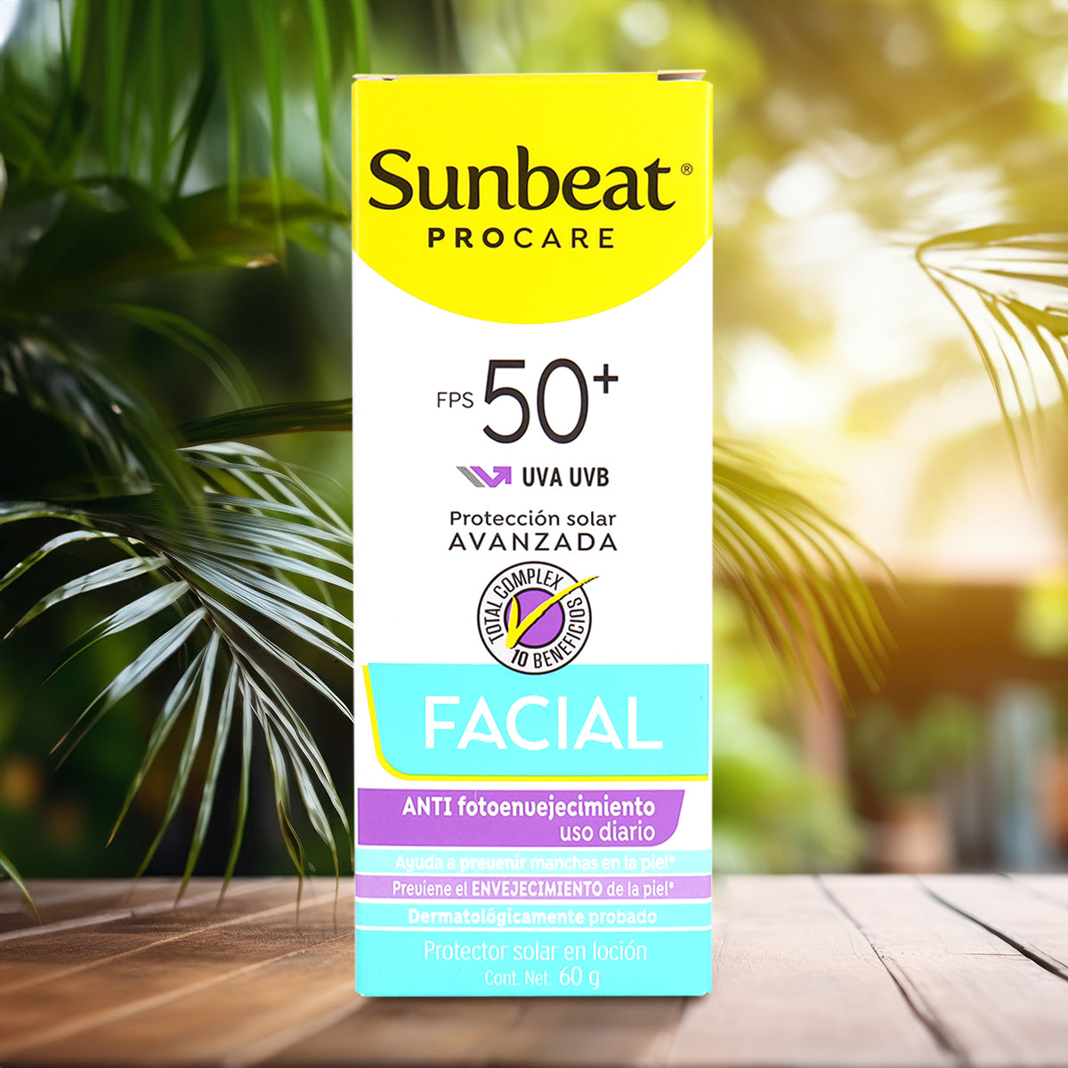 Bloqueador Solar Facial SUNBEAT Anti-Fotoenvejecimiento FPS 50+, 60 g