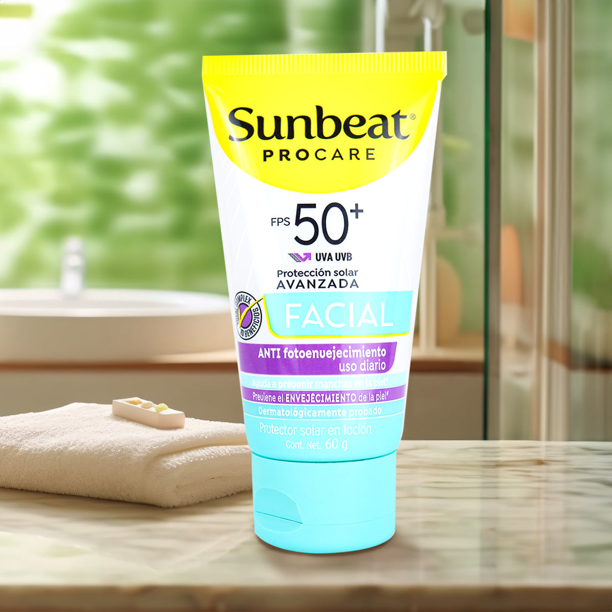Bloqueador Solar Facial SUNBEAT Anti-Fotoenvejecimiento FPS 50+, 60 g