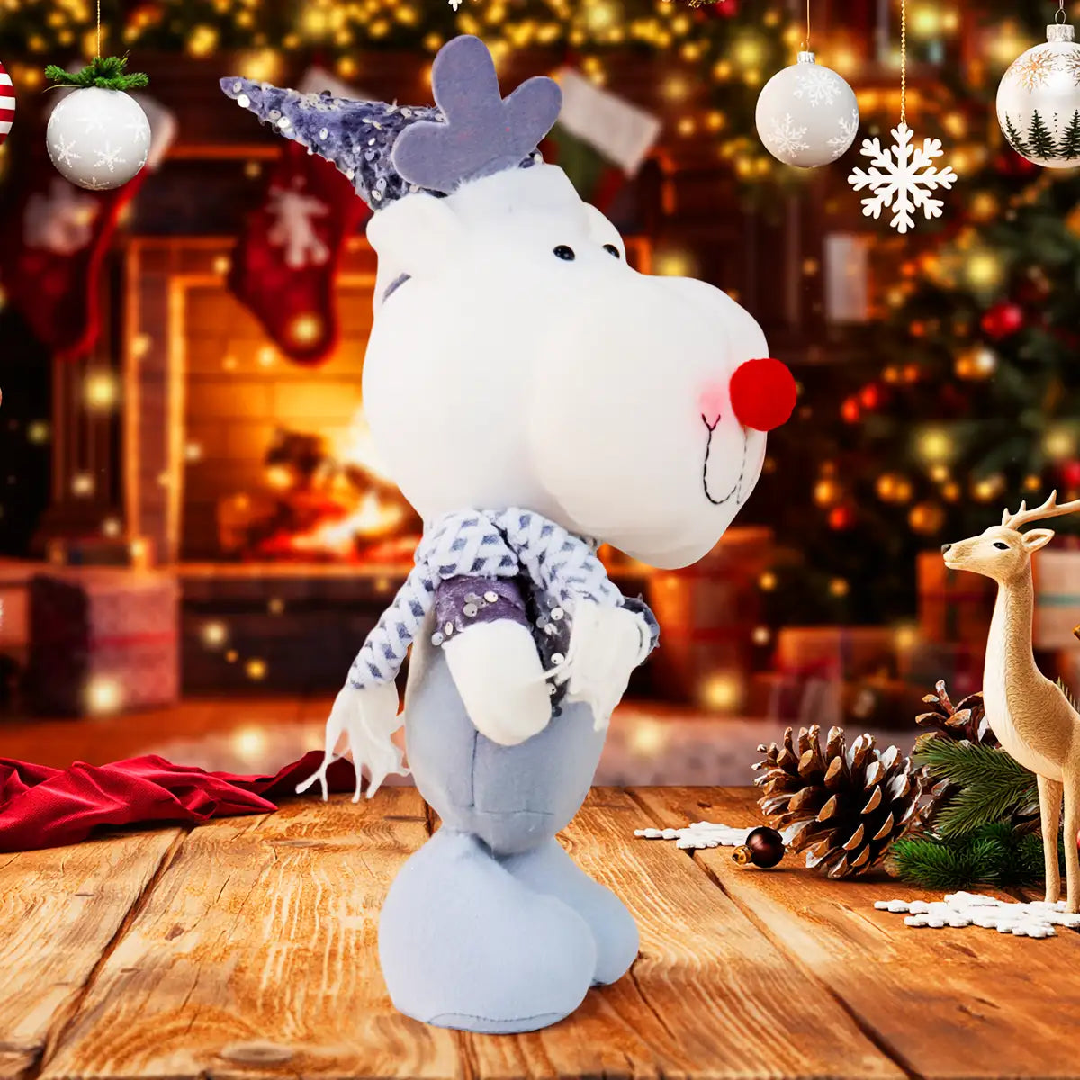 Reno de Peluche, 40 cm, Color Plata