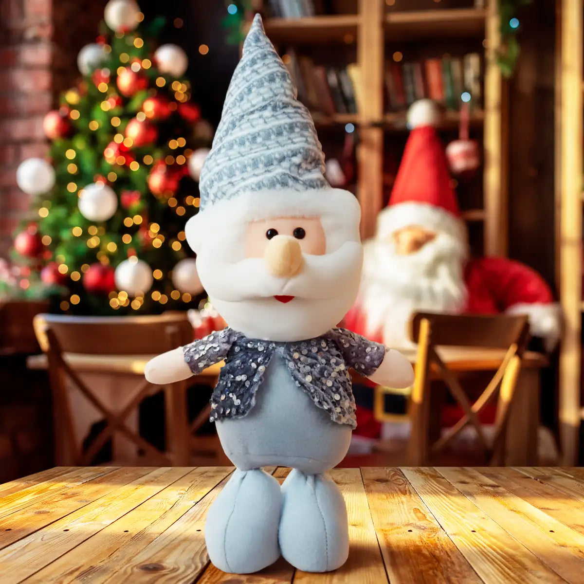 Santa Claus de Peluche, 40 cm, Color Gris