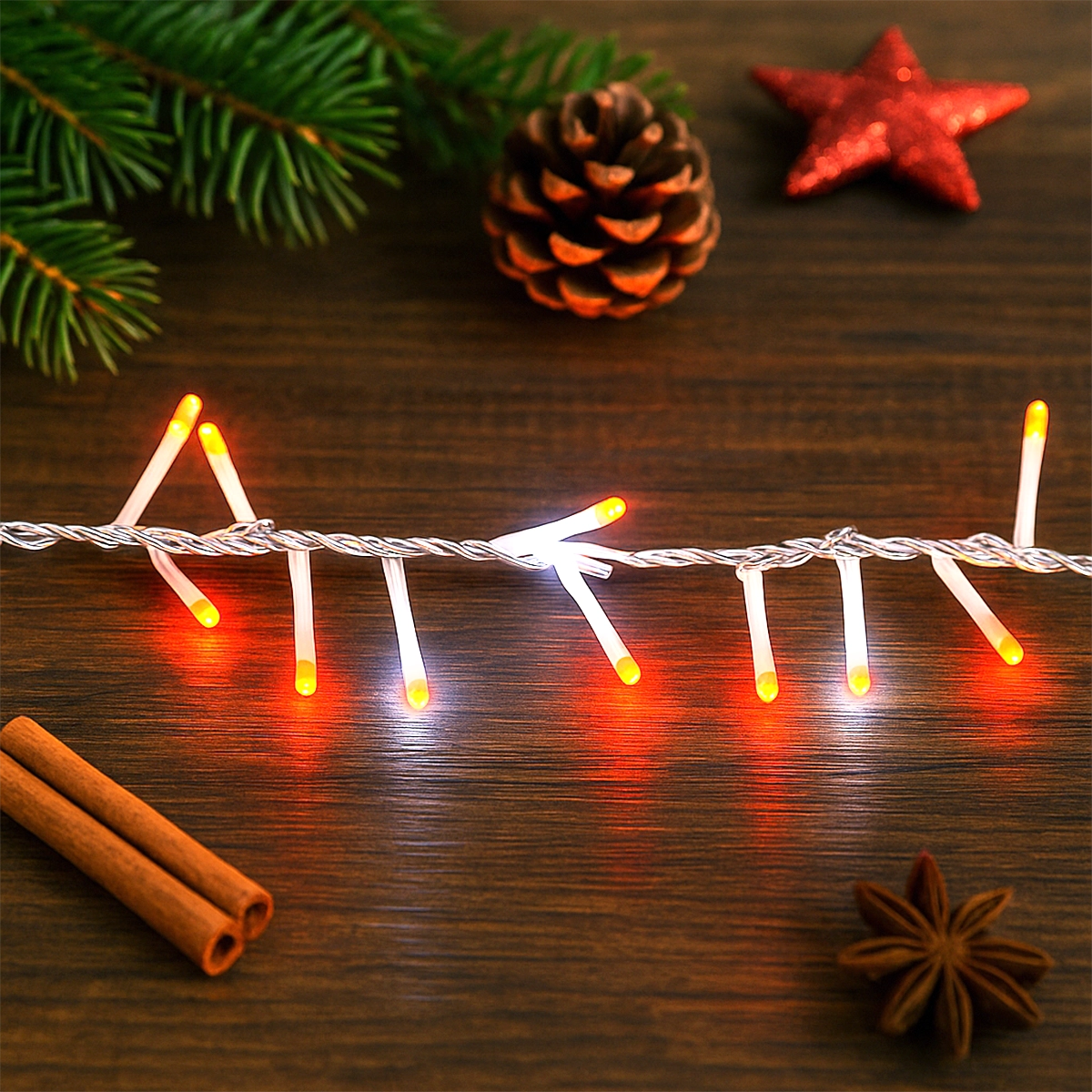 Serie de Luces LED Interconectables, Cable Transparente, 190 luces