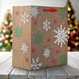 Bolsa de Regalo Navideña, Detalles Brillantes, Copos de Nieve