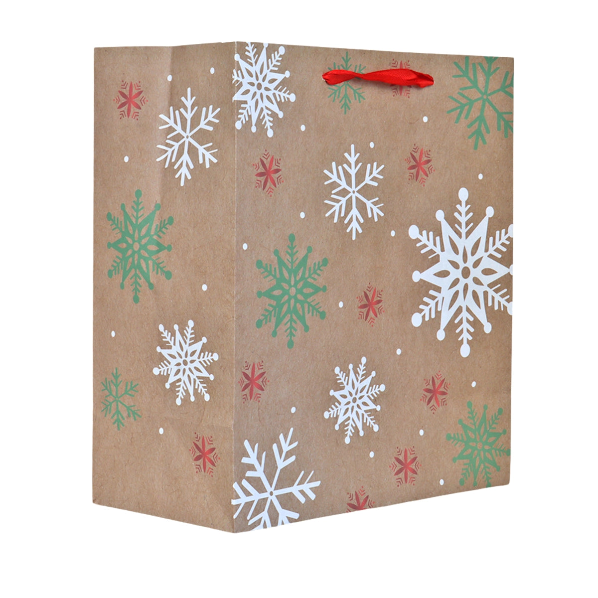 Bolsa de Regalo Navideña, Detalles Brillantes, Copos de Nieve