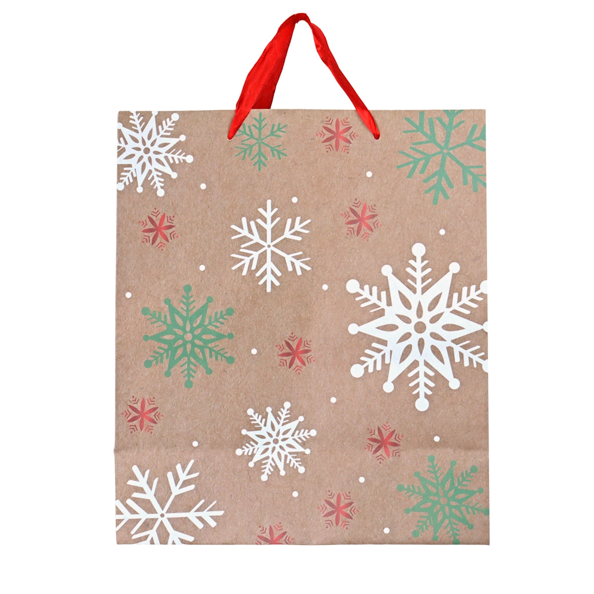 Bolsa de Regalo Navideña, Detalles Brillantes, Copos de Nieve