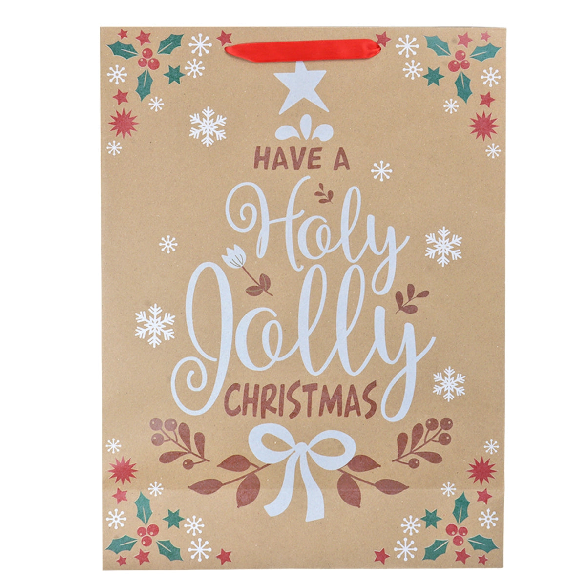 Bolsa de Regalo Navideña, Holy Jolly, Letras Brillantes