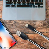 Cable USB Tipo C, Diseño Cuadros Blanco y Negro
