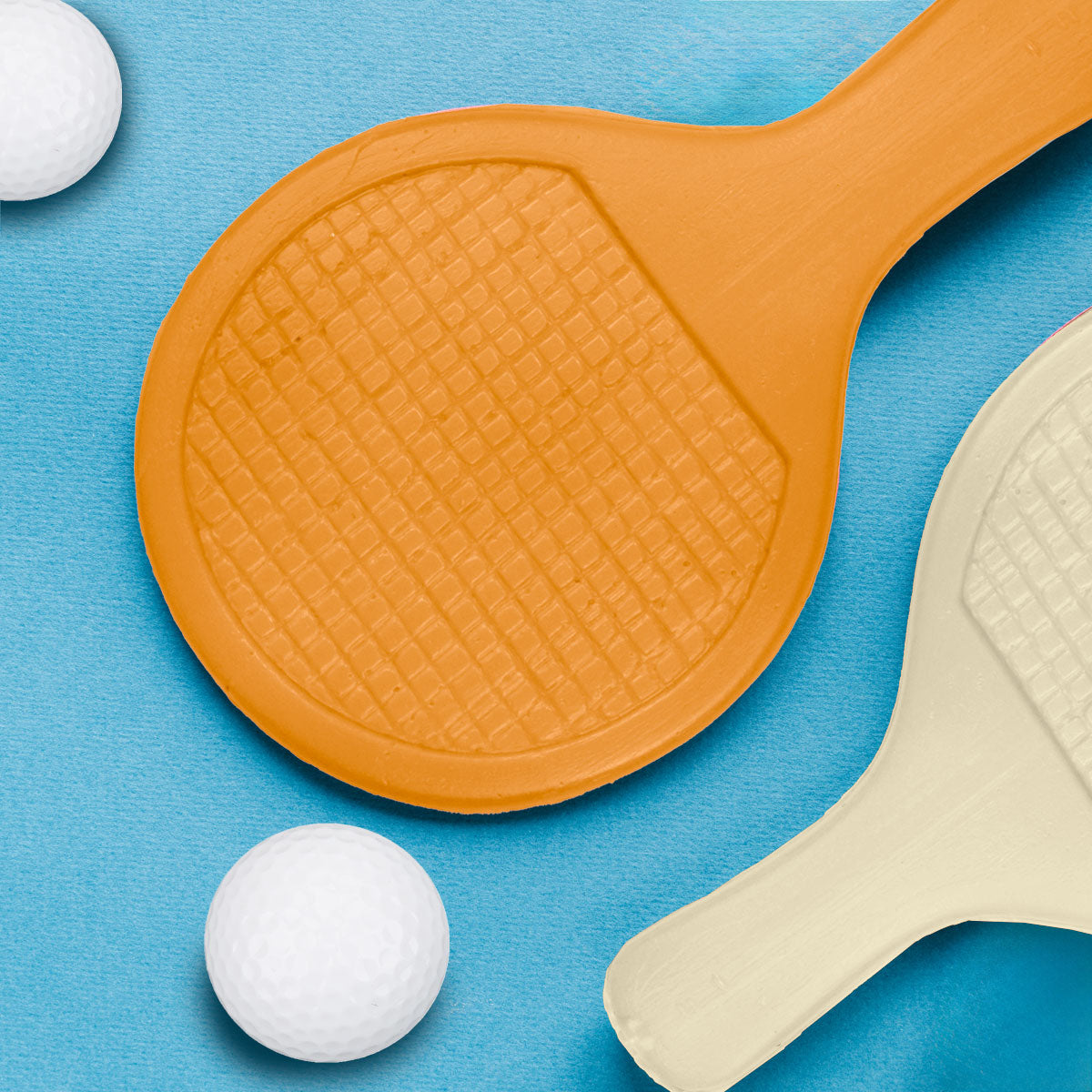 Set de Raquetas de Ping Pong con Pelotas, Color Amarillo y Beige, 4 pzas