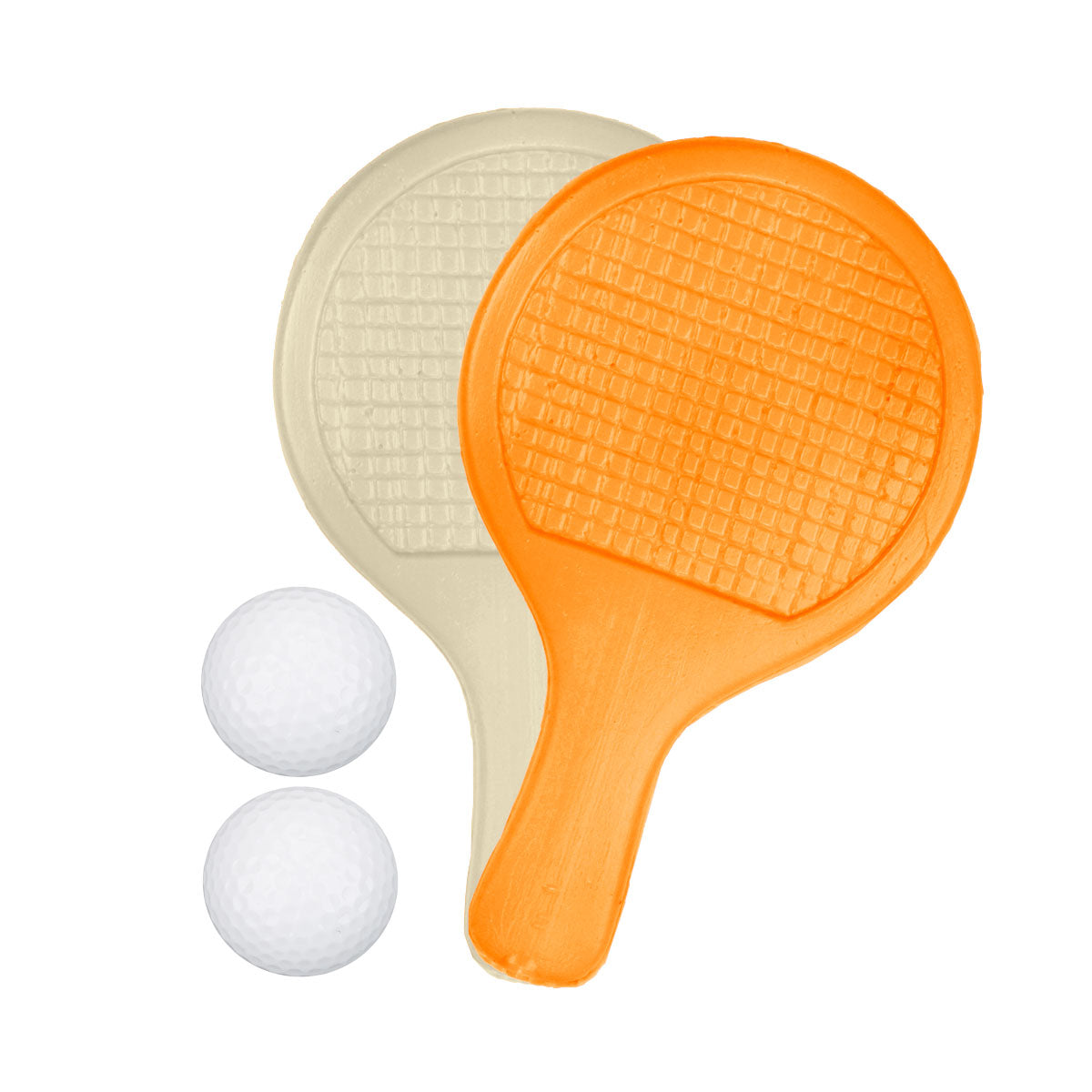 Set de Raquetas de Ping Pong con Pelotas, Color Amarillo y Beige, 4 pzas