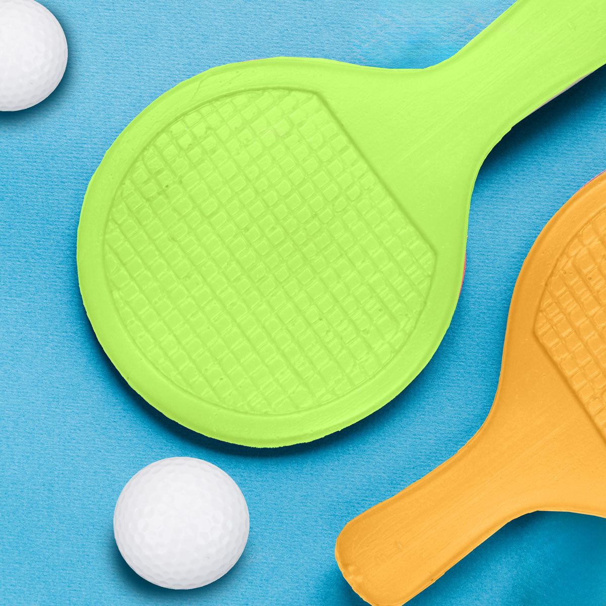 Set de Raquetas de Ping Pong con Pelotas, Color Amarillo y Verde, 4 pzas