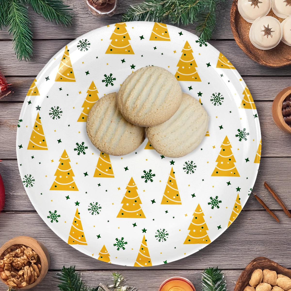 Plato de Plástico Navideño, Diseño Pino