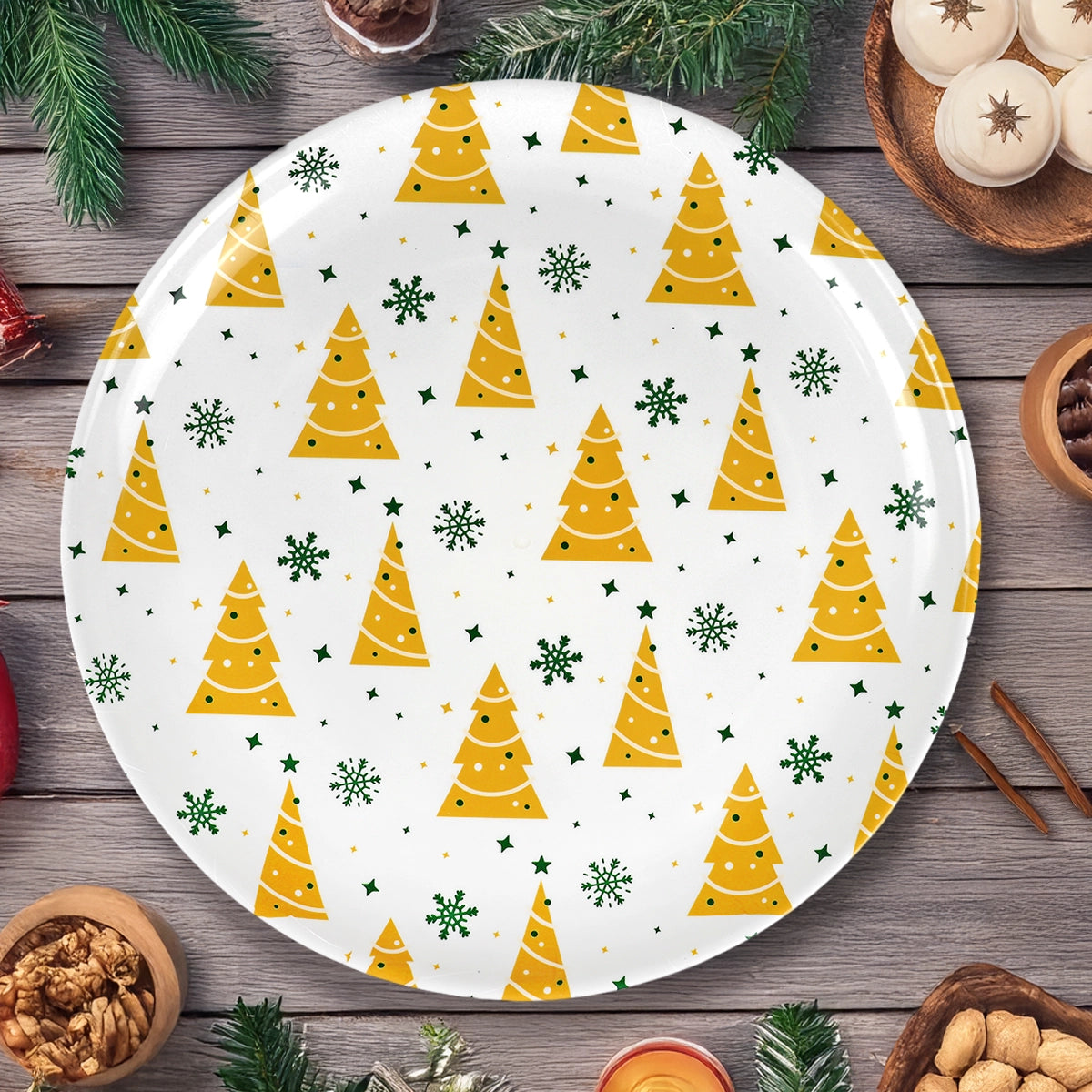 Plato de Plástico Navideño, Diseño Pino