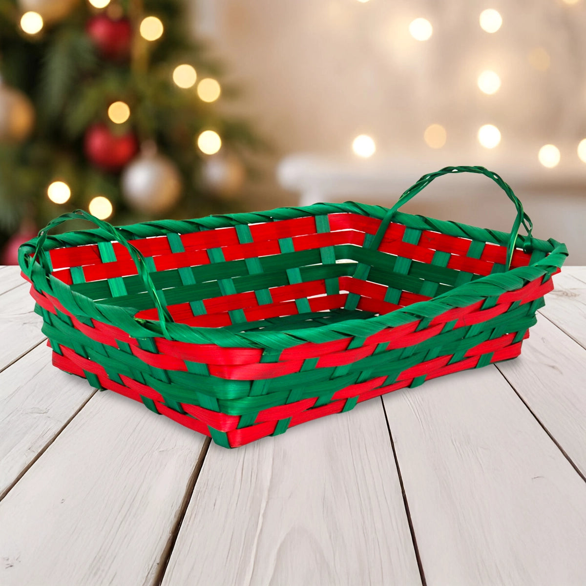 Canasta Navideña, Color Rojo y Verde