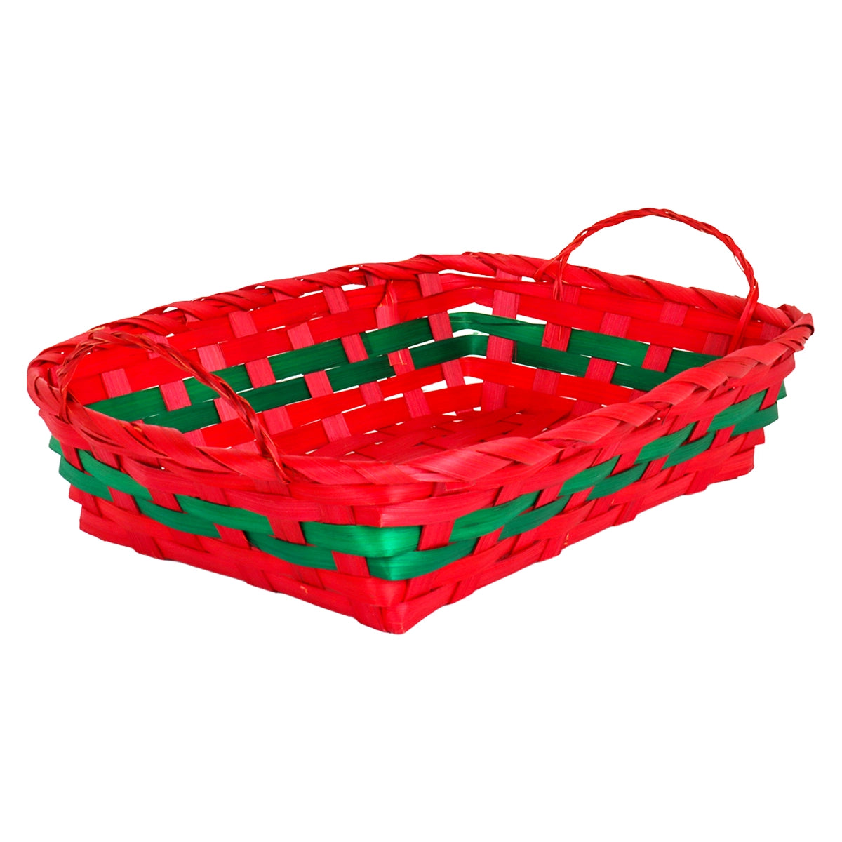 Canasta Navideña, Color Rojo y Verde, 30 x 20 cm