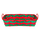Canasta Navideña, Color Verde y Rojo, 30 x 20 cm