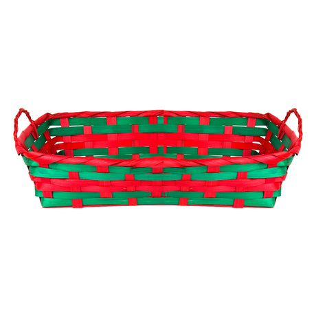 Canasta Navideña, Color Verde y Rojo, 30 x 20 cm
