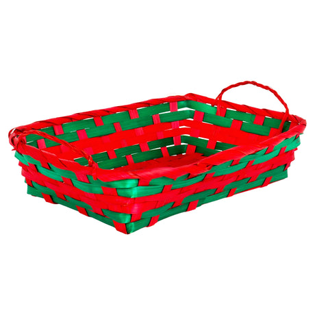 Canasta Navideña, Color Verde y Rojo, 30 x 20 cm