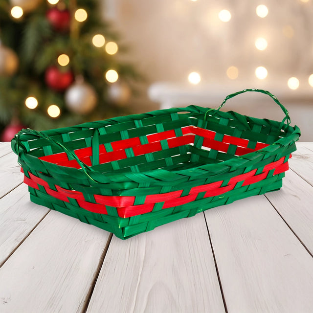 Canasta Navideña, Color Verde y Rojo