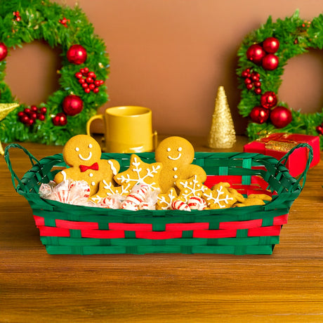 Canasta Navideña, Color Verde y Rojo
