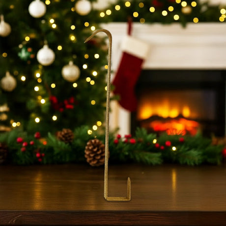 Gancho para Corona Navideña, Glitter, Color Oro