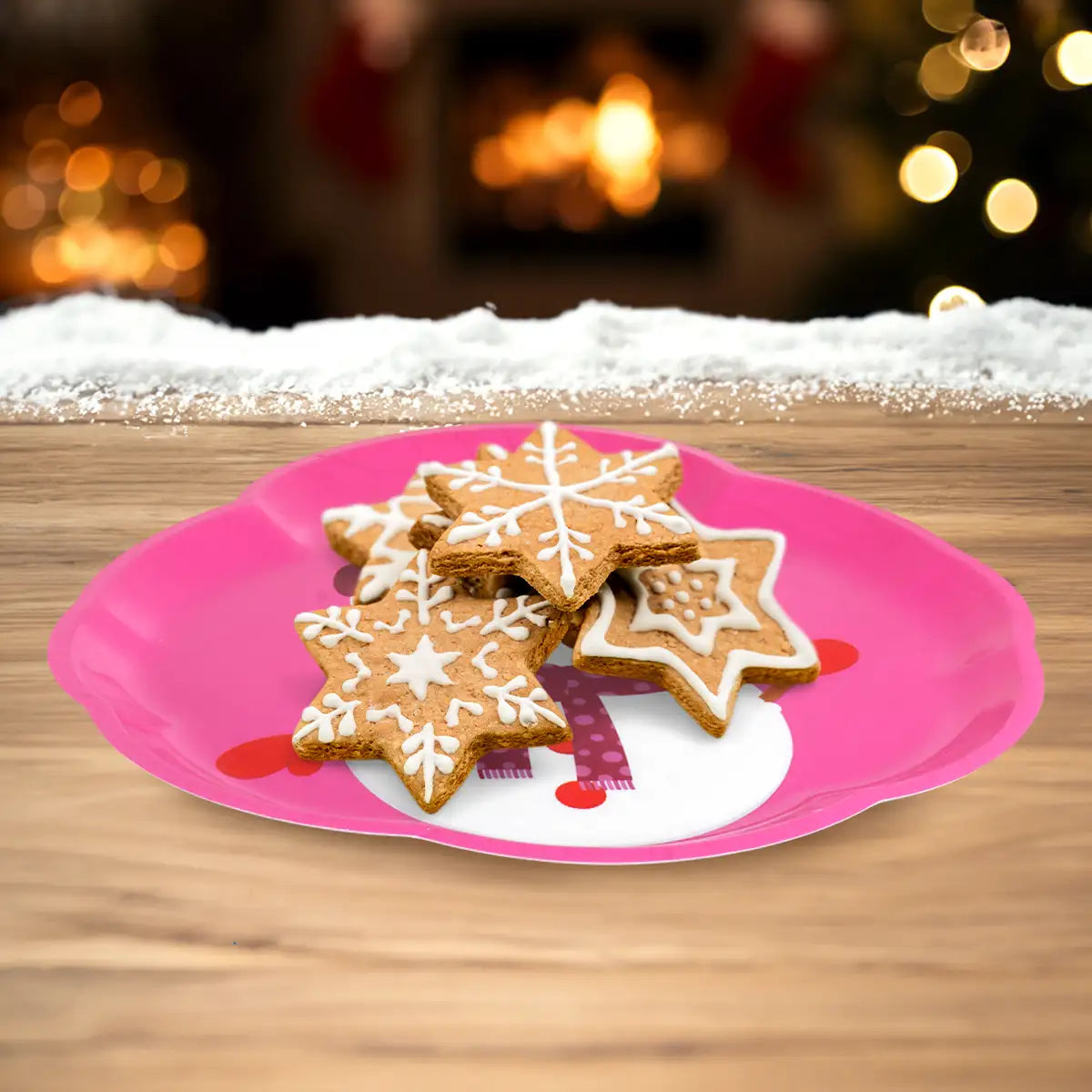 Plato de Plástico Navideño, Muñeco de Nieve