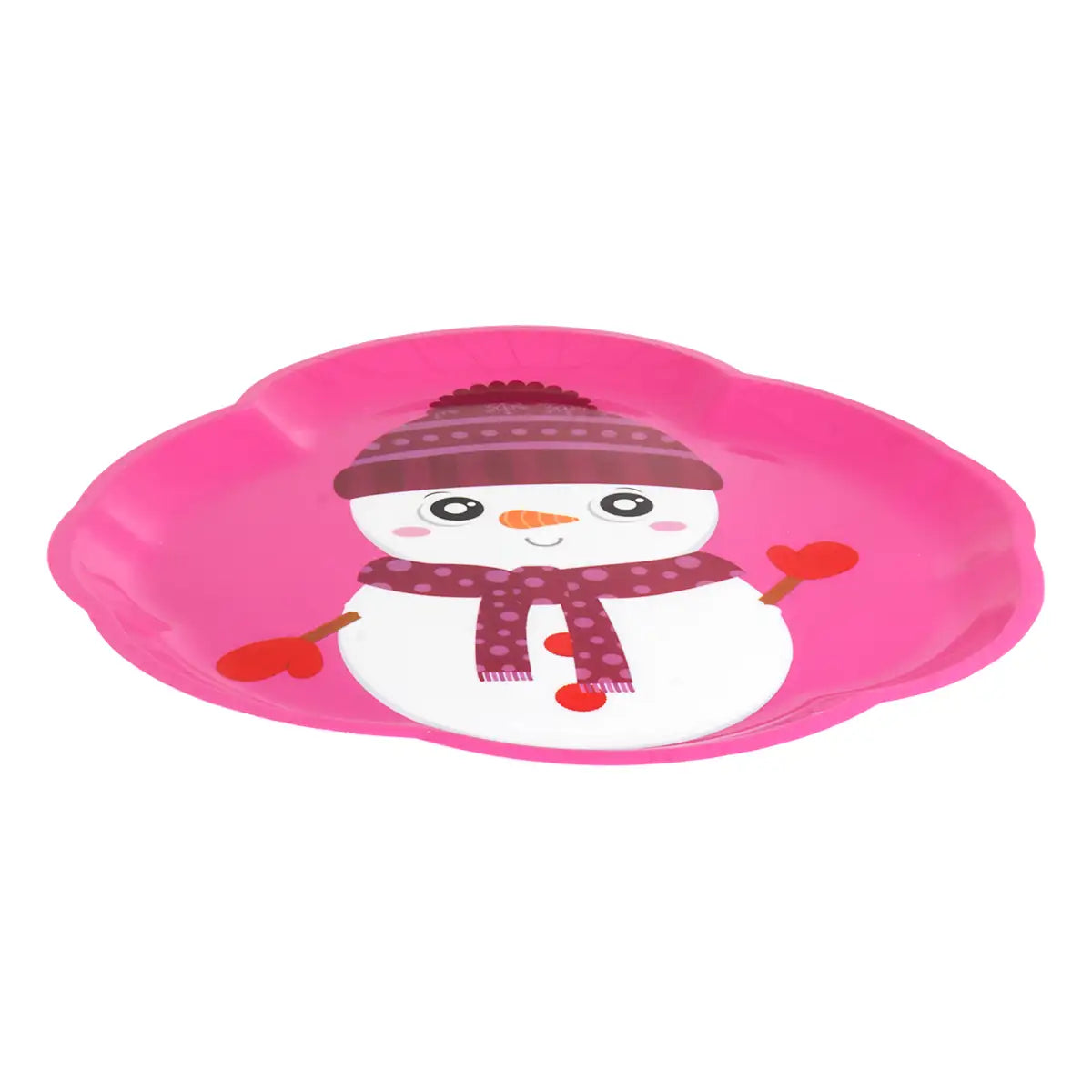 Plato de Plástico Navideño, Muñeco de Nieve