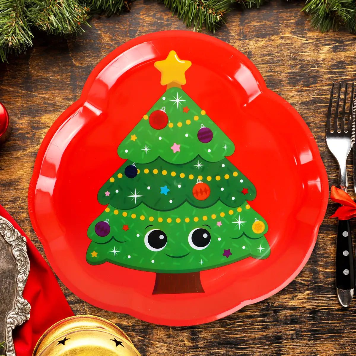 Plato de Plástico Navideño, Pino
