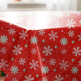 Mantel Navideño, Diseño Copos, Color Rojo