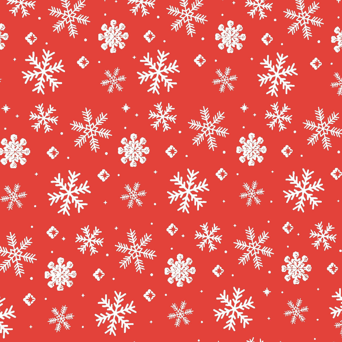 Mantel Navideño, Diseño Copos, Color Rojo