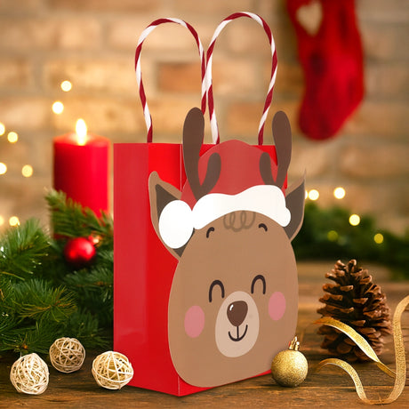 Bolsa de Regalo Navideña, Reno, Color Rojo