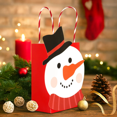 Bolsa de Regalo Navideña, Snowman, Color Rojo