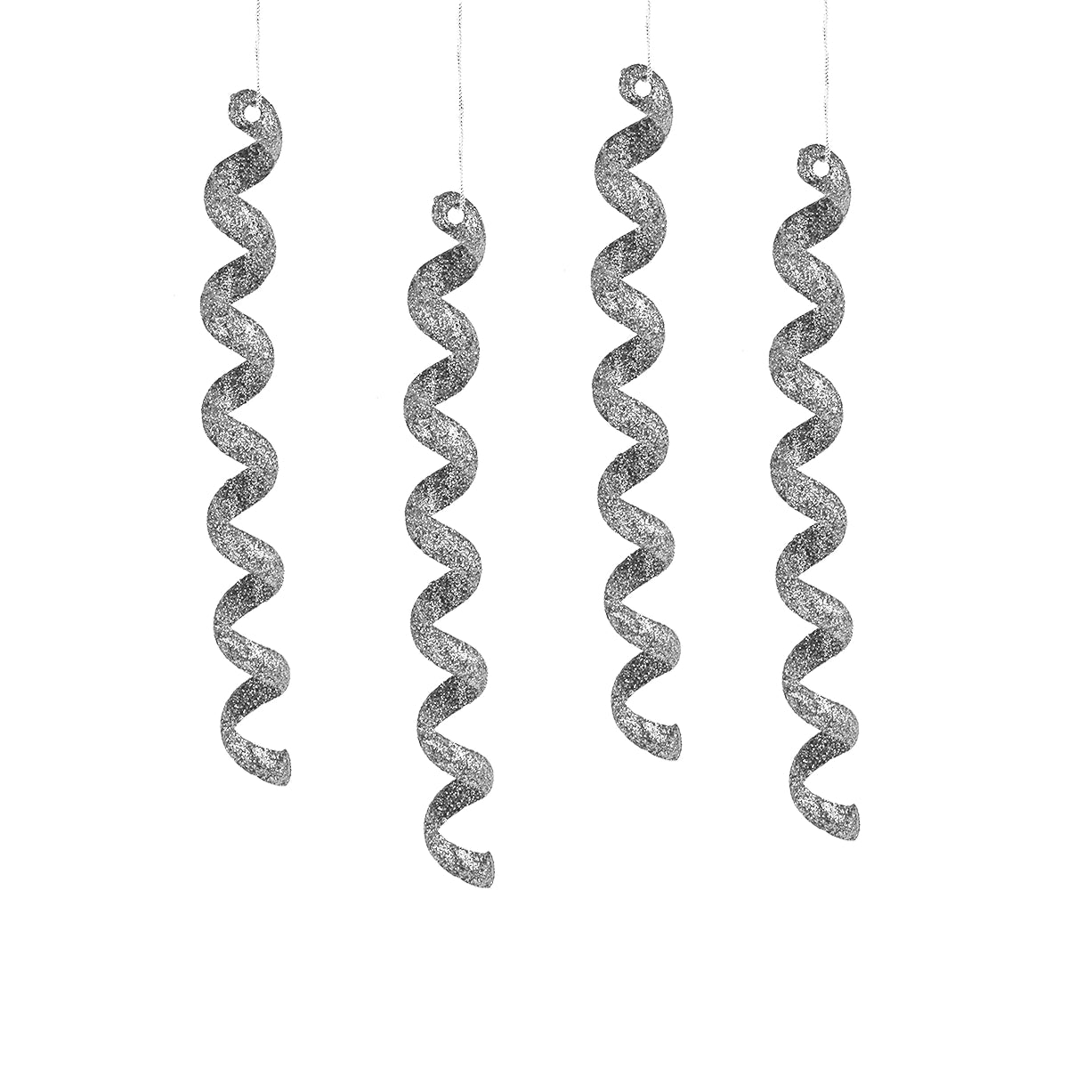 Ornamentos Navideños, Espiral, Color Plata, 4 pzas