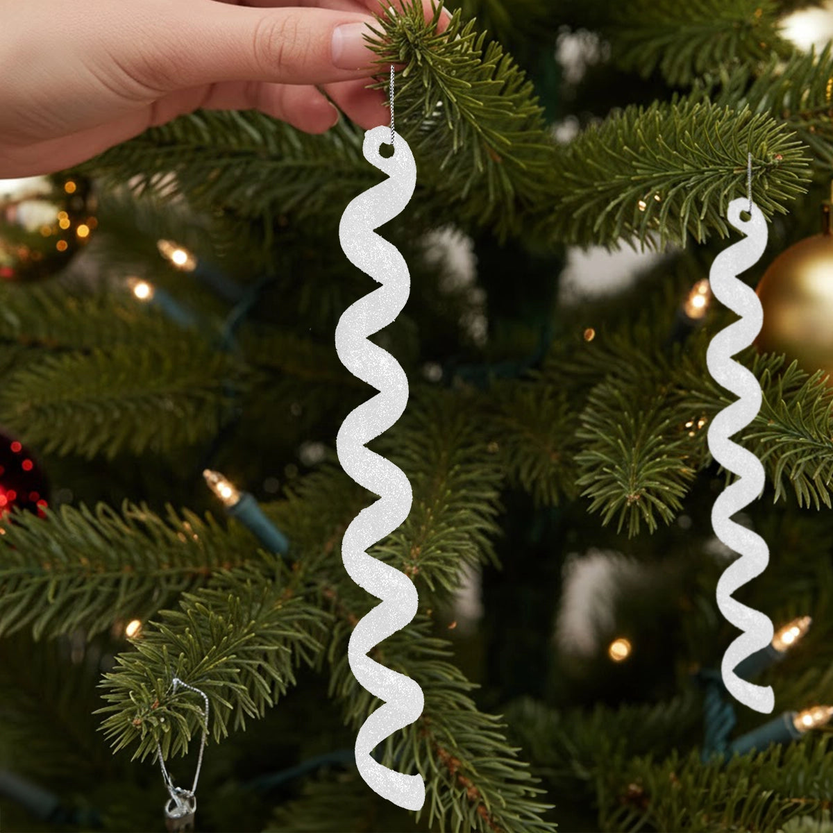 Ornamentos Navideños, Espiral, Color Blanco, 4 pzas