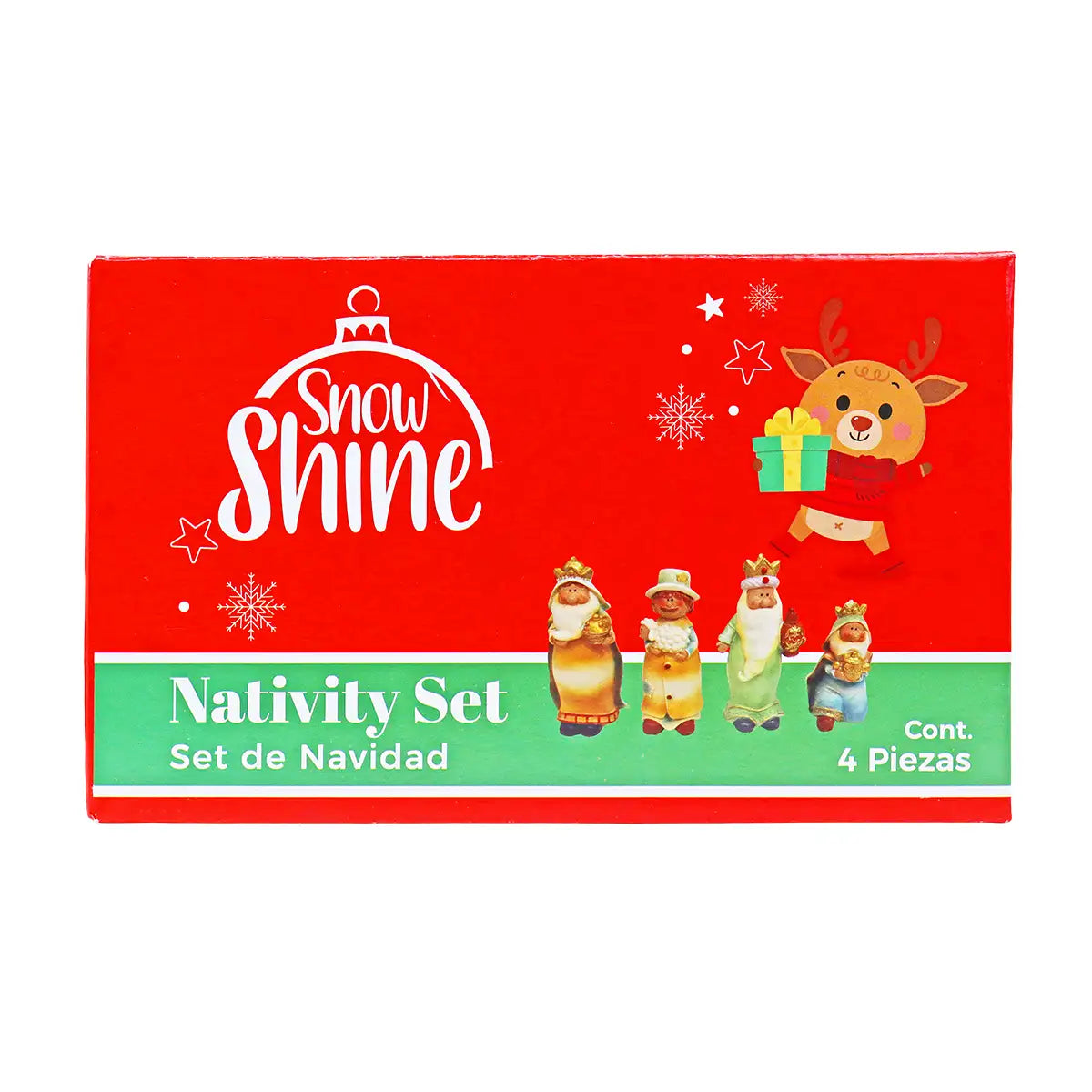 Figura Navideña de Cerámica, Reyes Magos, 4 pzas