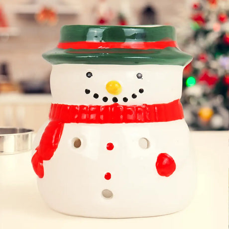 Portavelas Navideño de Cerámica, Muñeco de Nieve