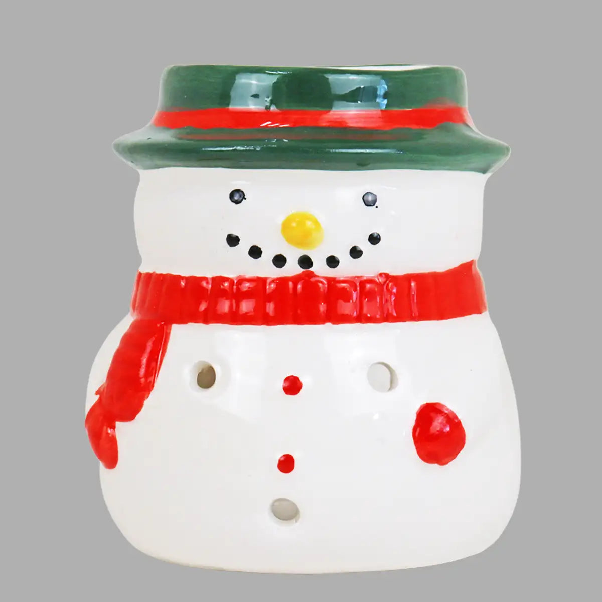 Portavelas Navideño de Cerámica, Muñeco de Nieve